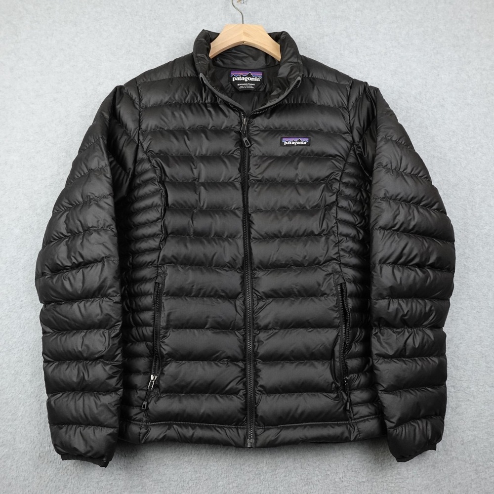 Patagonia Goose Down Puffer Jacket Womens Medium Black Sweater Outdoor Gorpcore